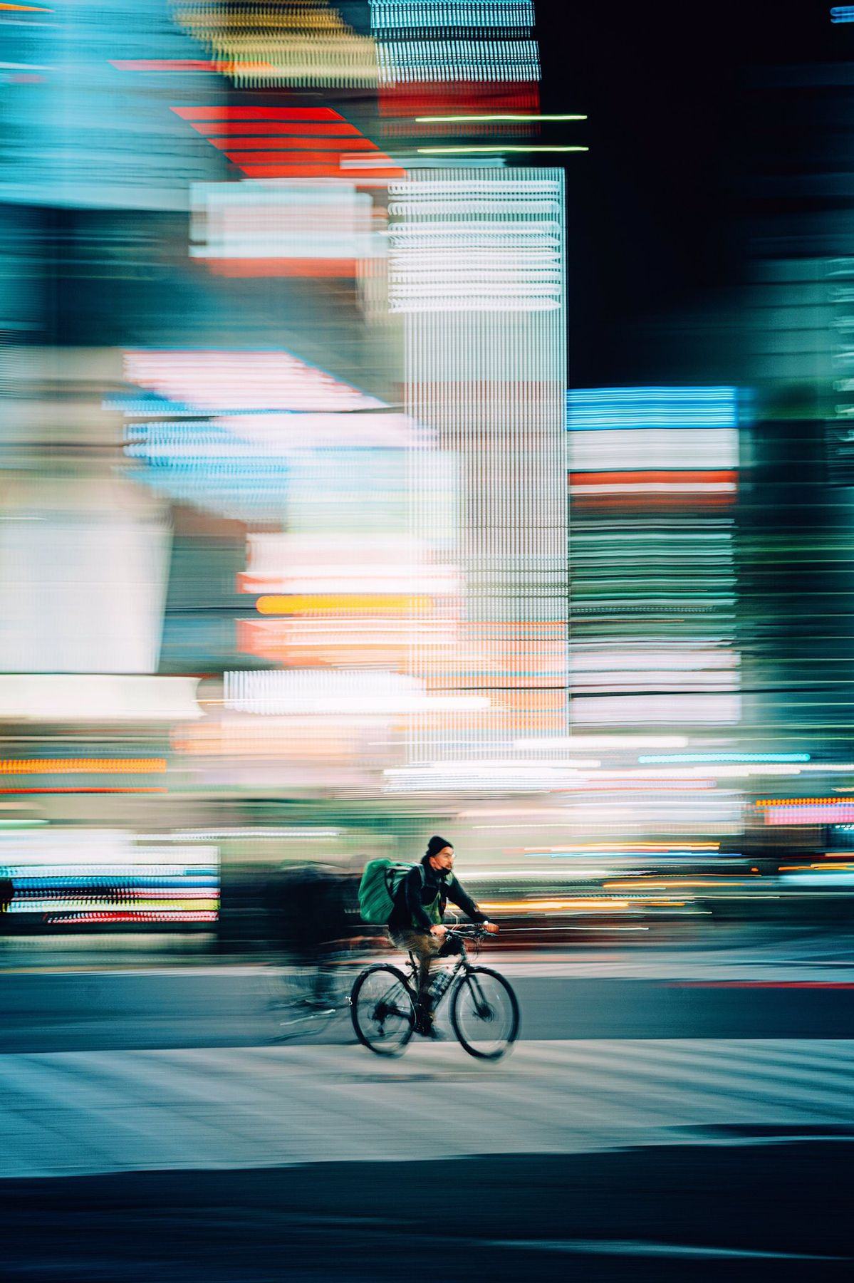 Cyclist courier on a city street